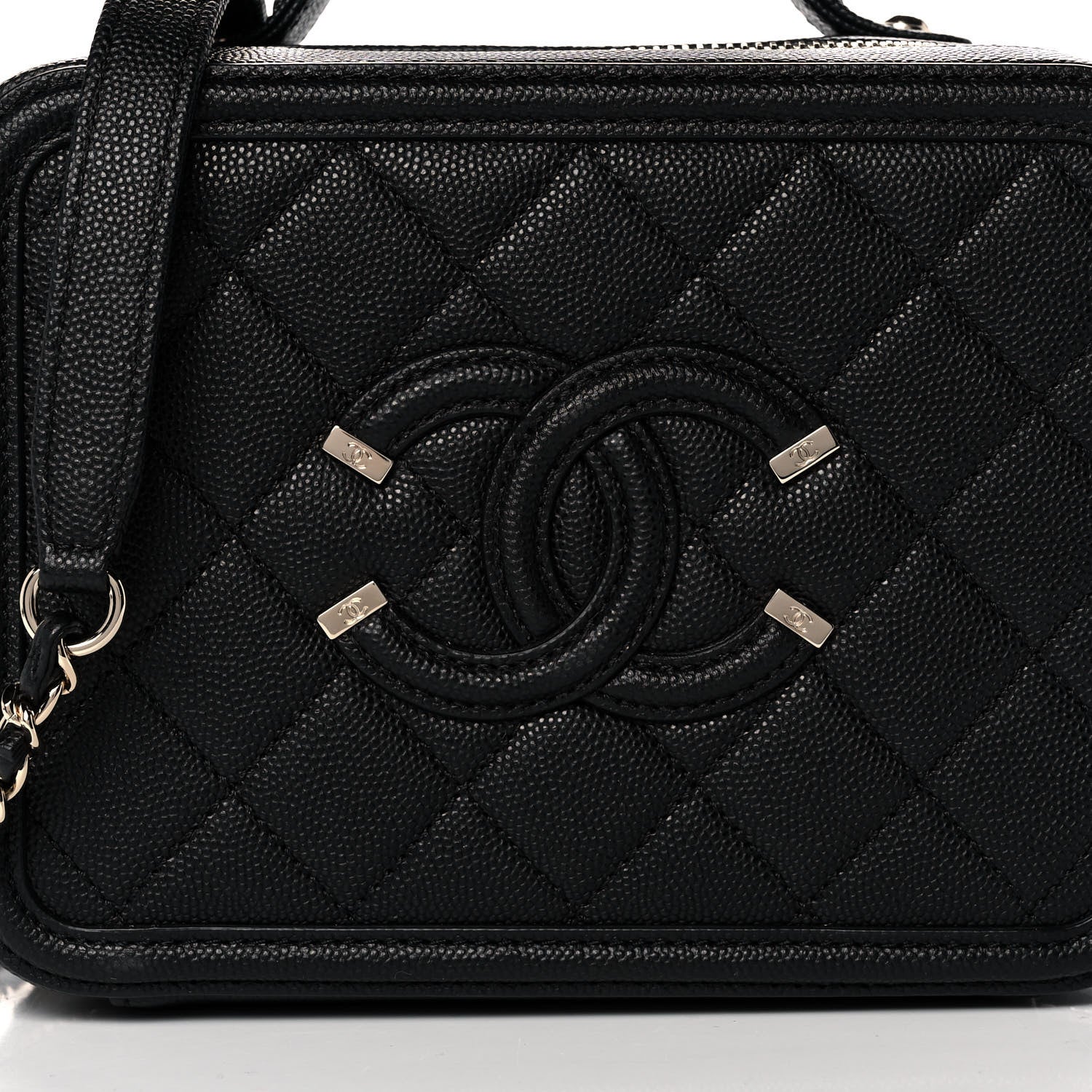 Chanel Caviar Quilted Small CC Filigree Vanity Case Black 7 of 9