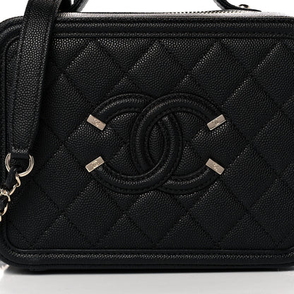 Chanel Caviar Quilted Small CC Filigree Vanity Case Black 7 of 9