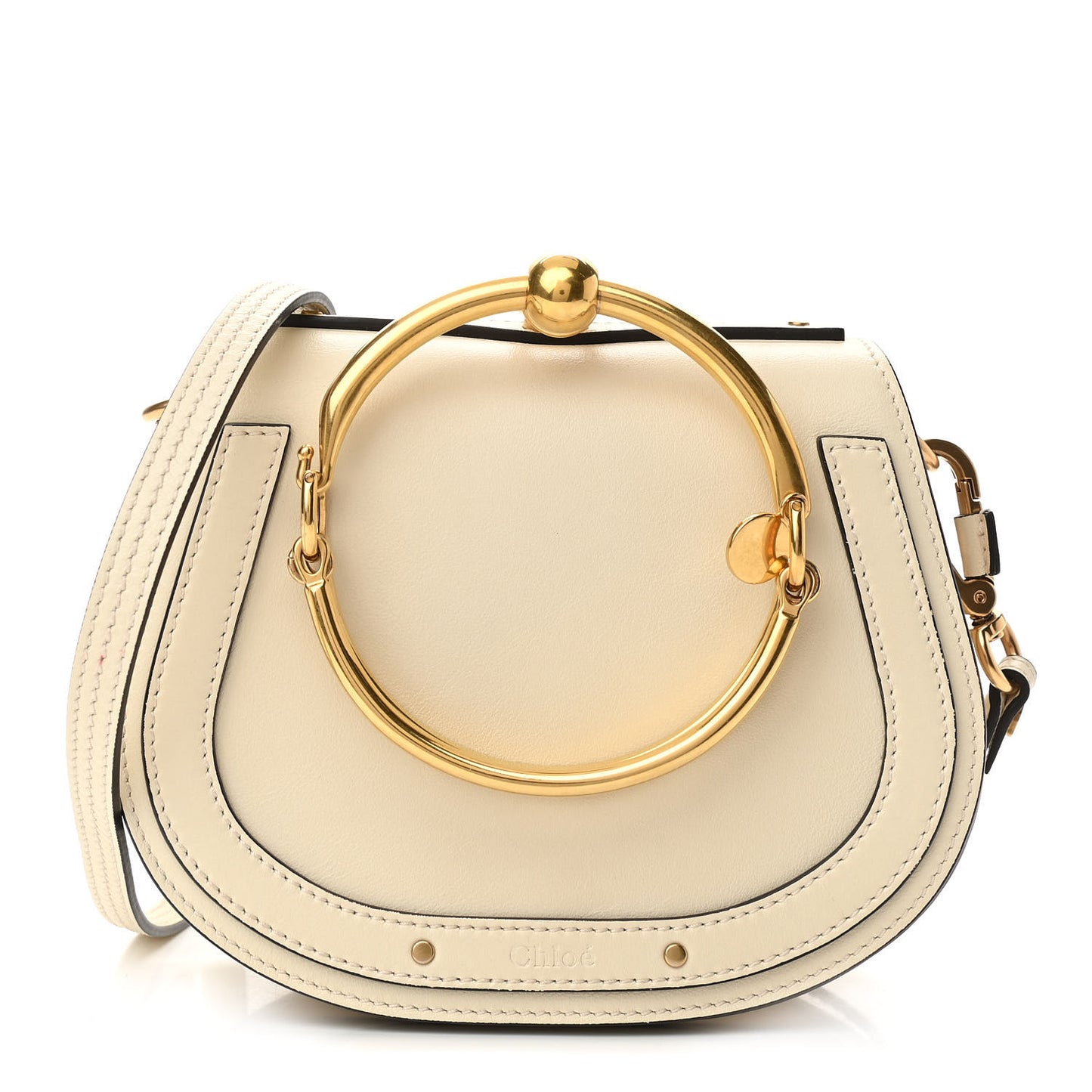 Calfskin Suede Small Nile Bracelet Bag Off White