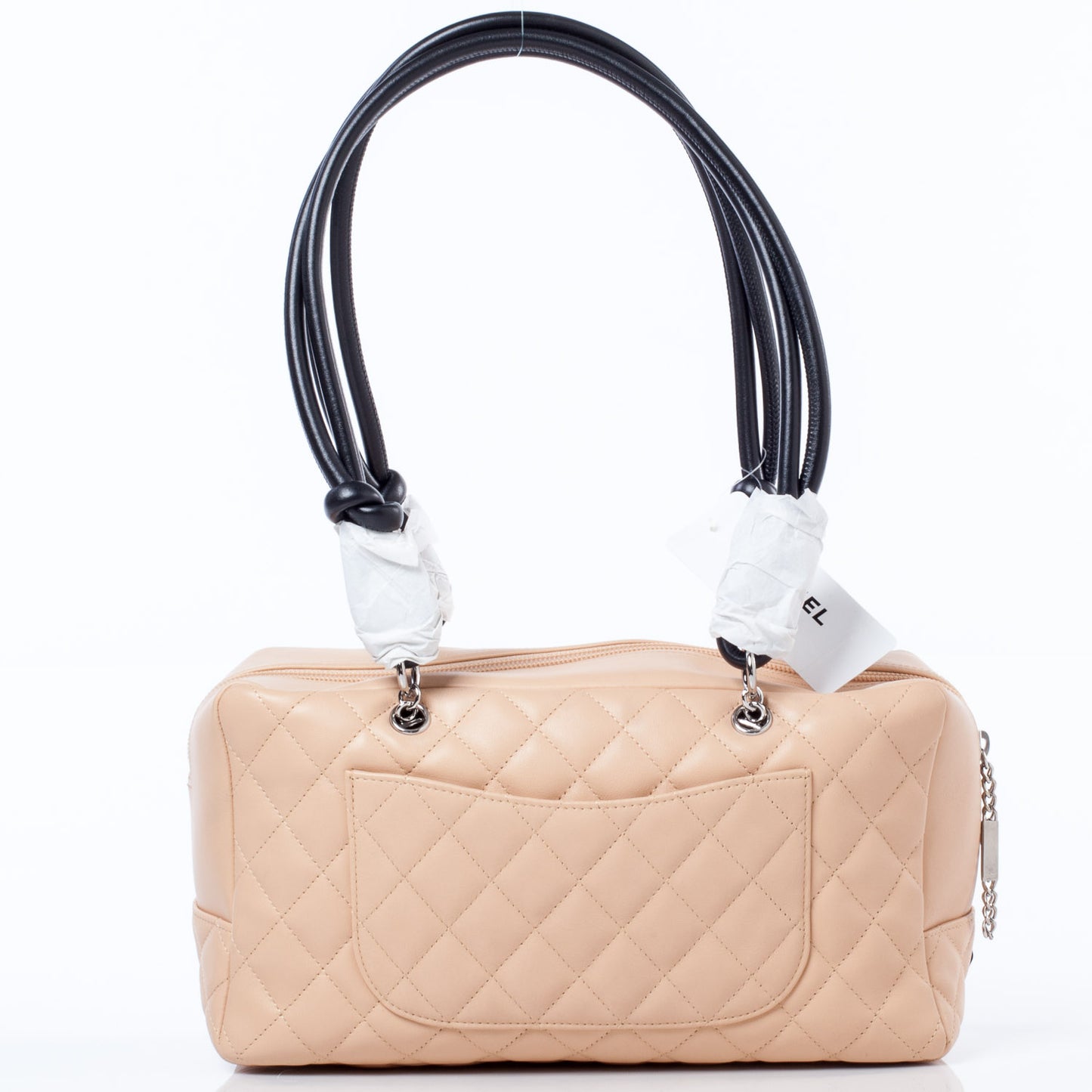 Calfskin Quilted Large Cambon Bowler Beige Black