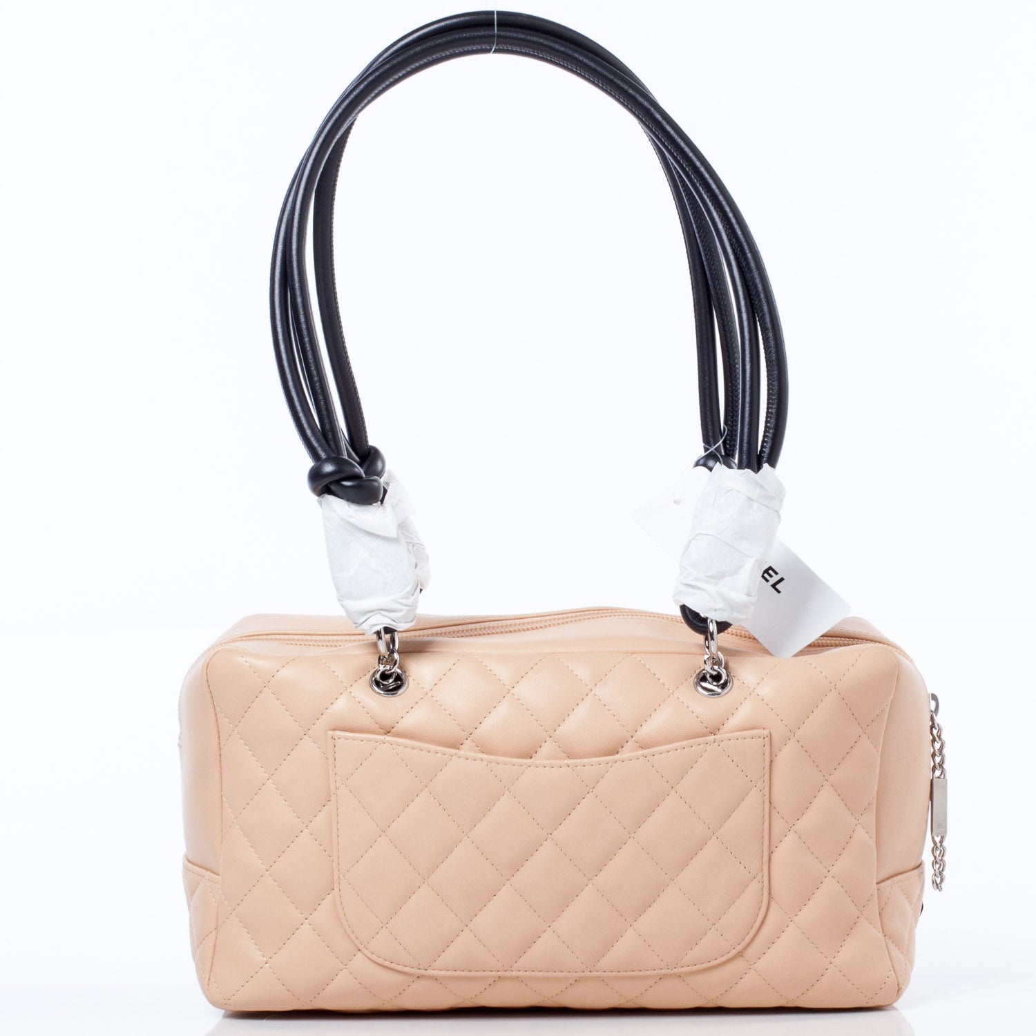 Chanel Calfskin Quilted Large Cambon Bowler Beige Black 4 of 11
