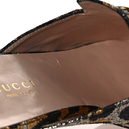 Gucci Lurex Jacquard Leopard Embroidered Womens Princetown Slippers 39.5 Black Gold 9 of 10