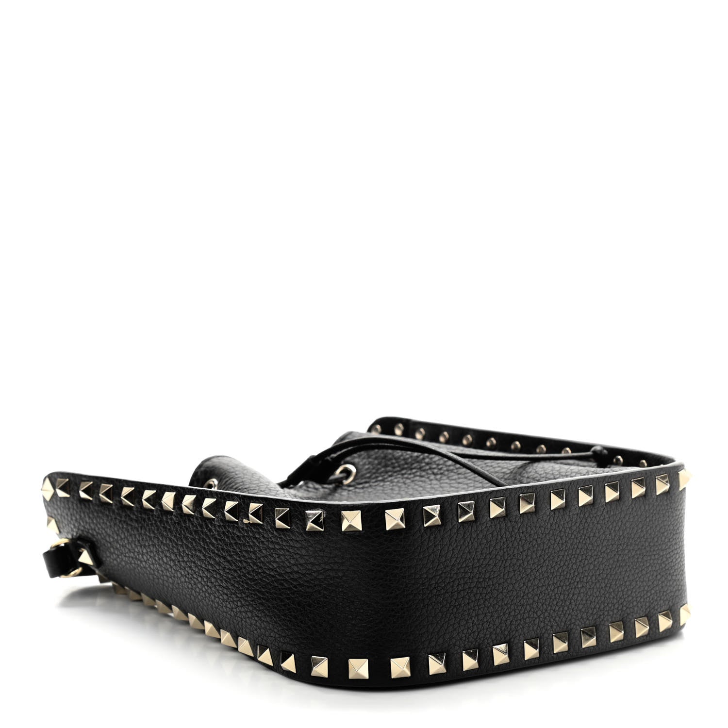 Valentino Garavani Grained Calfskin Rockstud Bucket Bag Black 4 of 12