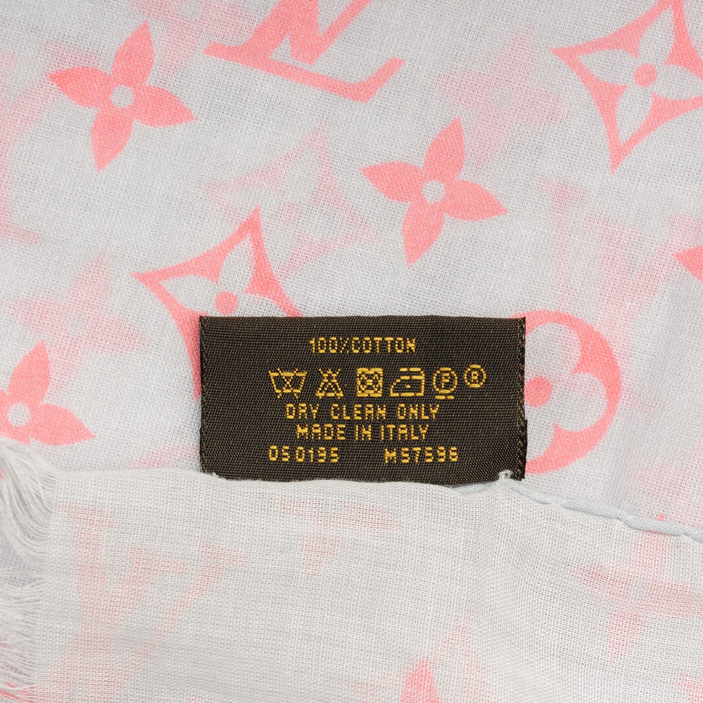 Cotton Monogram Sunrise Stole Blue Ciel