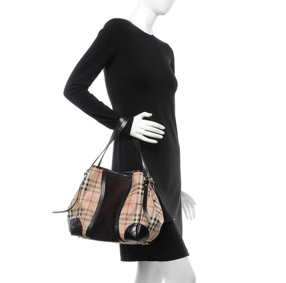 Burberry Suede Haymarket Check Colorblock Small Canterbury Tote Plum 2 of 13