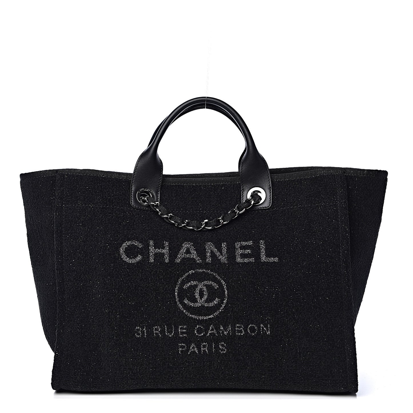 Lurex Boucle Medium Deauville Tote Black