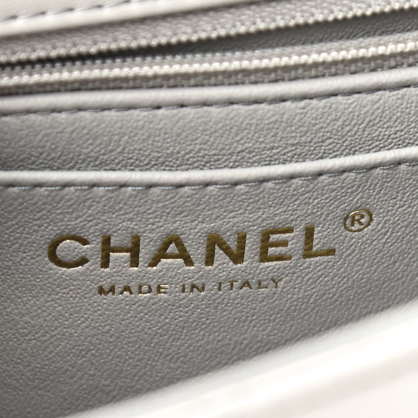 Lambskin Quilted Mini Rectangular Flap Grey