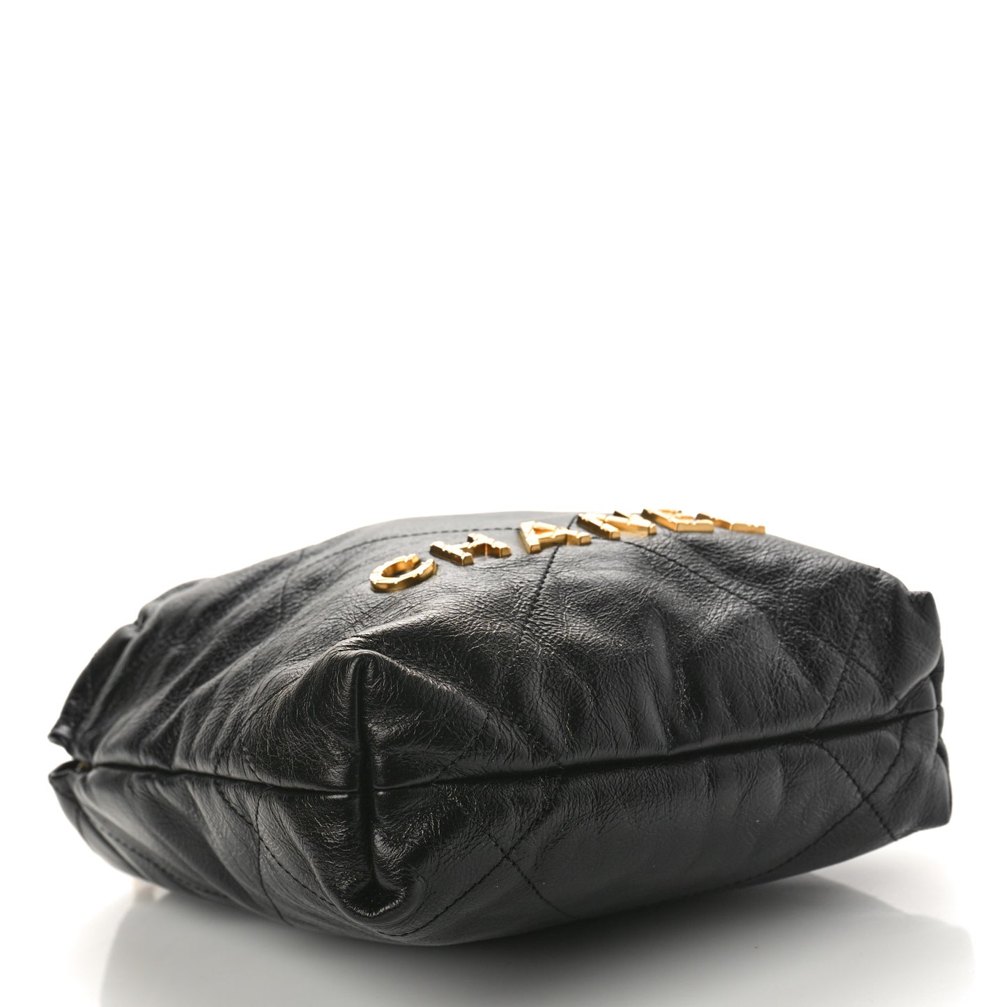 Shiny Crumpled Calfskin Quilted Pearl Mini Chanel 22 Black