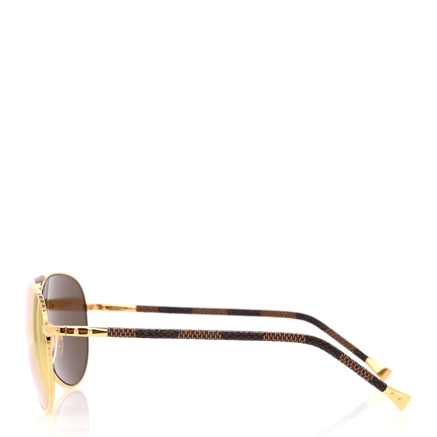 Louis Vuitton Damier Ebene Conspiration Pilote Aviator Sunglasses Z0790U Gold 3 of 7