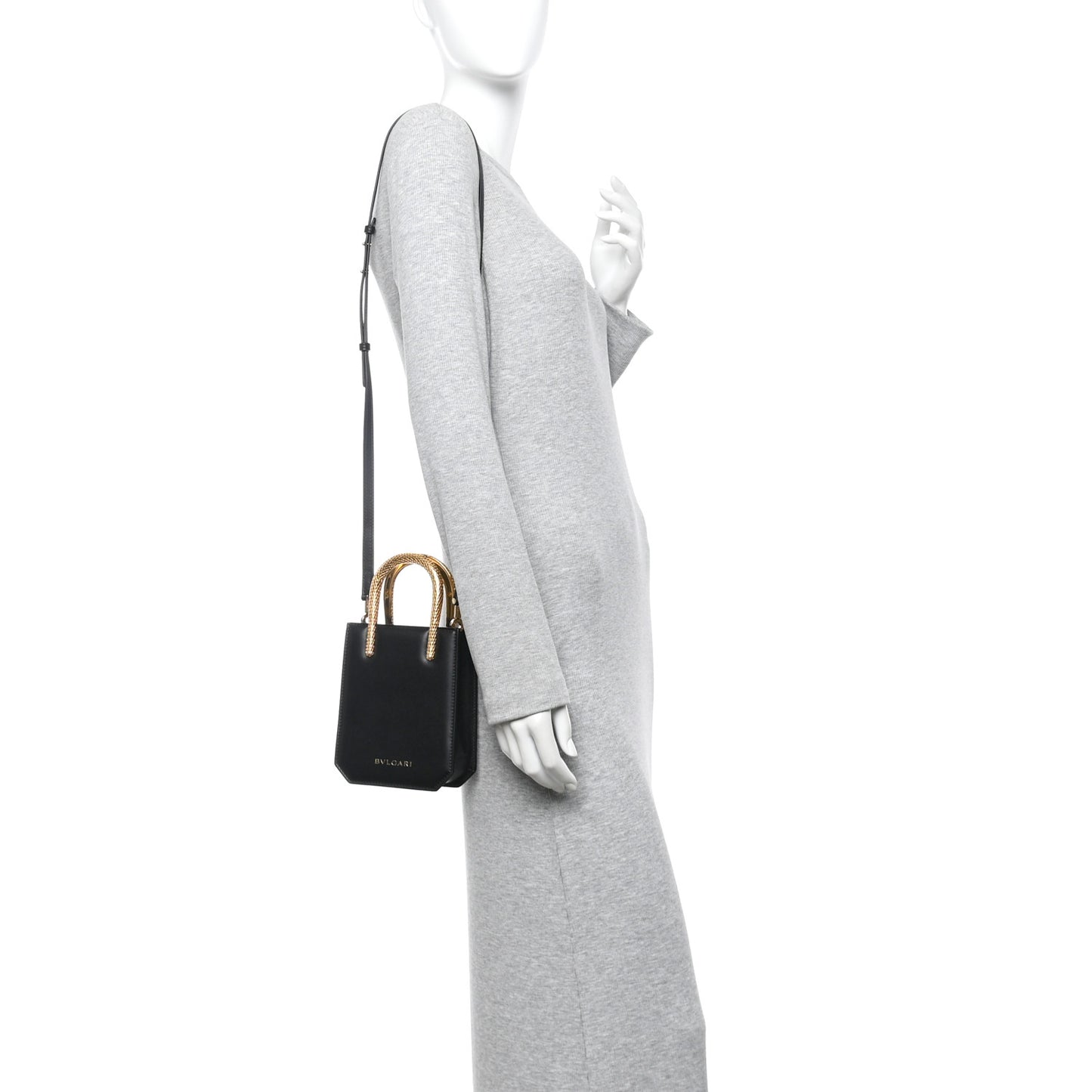 Calfskin Mini Serpentine Tote Black
