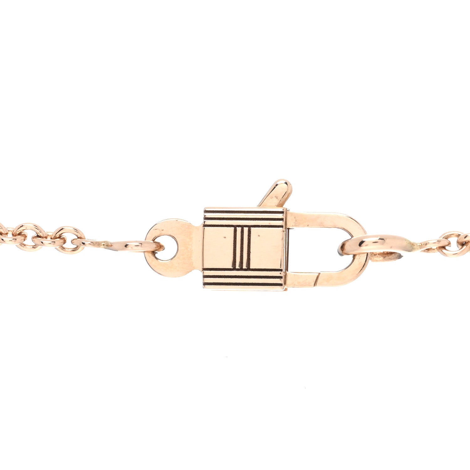 Hermes 18K Rose Gold Pink Sapphire Amulettes Cadenas Pendant Necklace 4 of 6