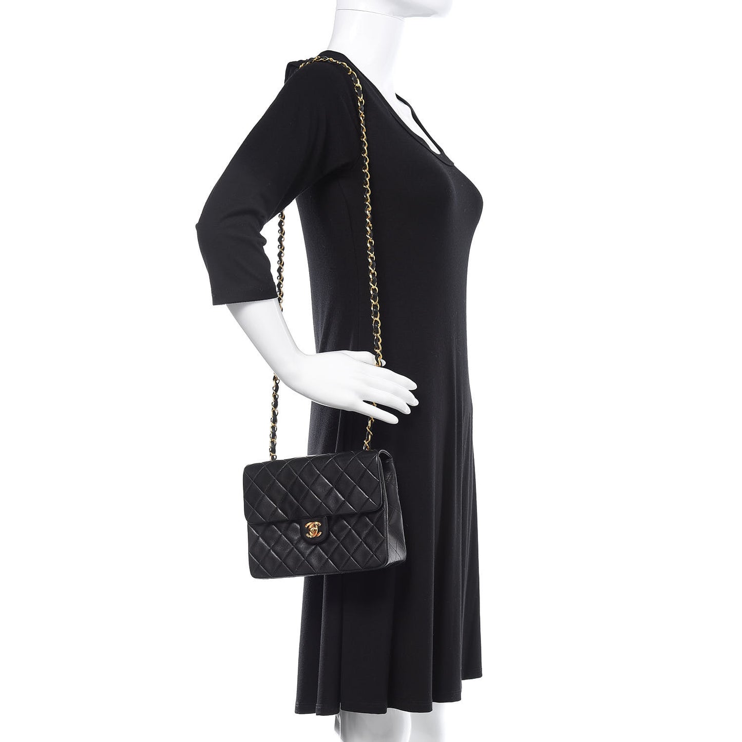 Lambskin Quilted Mini Square Flap Bag Black