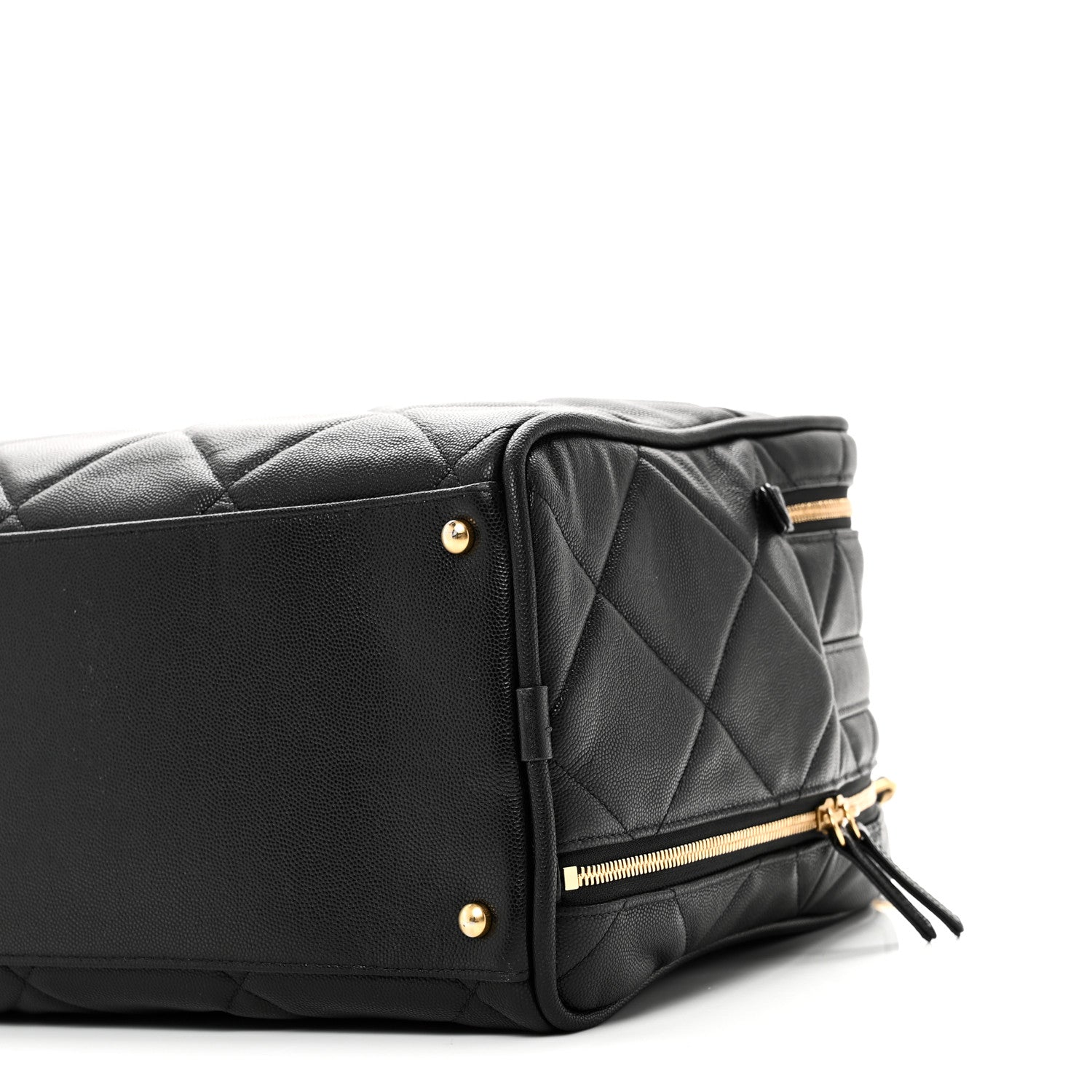Chanel Shiny Grained Calfskin Quilted Travel Bowling Bag Black 10 of 10
