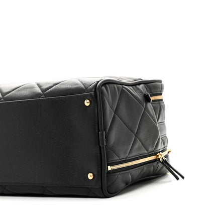 Chanel Shiny Grained Calfskin Quilted Travel Bowling Bag Black 10 of 10