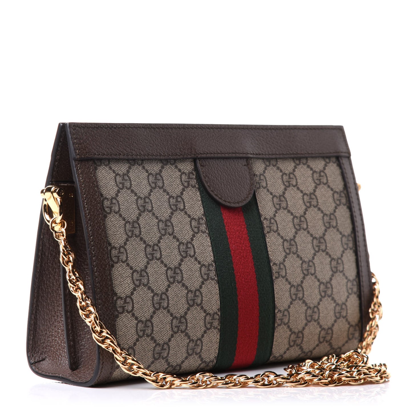 GG Supreme Monogram Web Small Ophidia Chain Shoulder Bag Brown