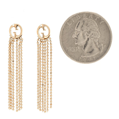 Gucci 18K Yellow Gold GG Beaded Tassel Drop Earrings 2 of 5