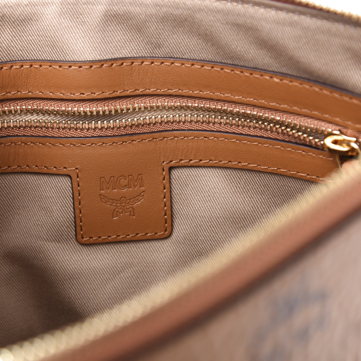 MCM Visetos Medium Crossbody Pouch Cognac 8 of 10