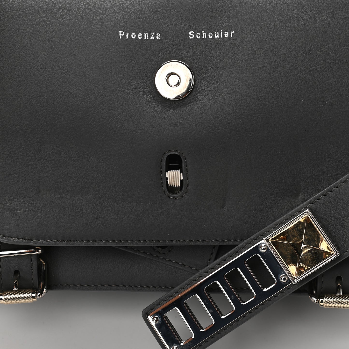 Smooth Calfskin PS11 Classic Shoulder Bag Heather Grey