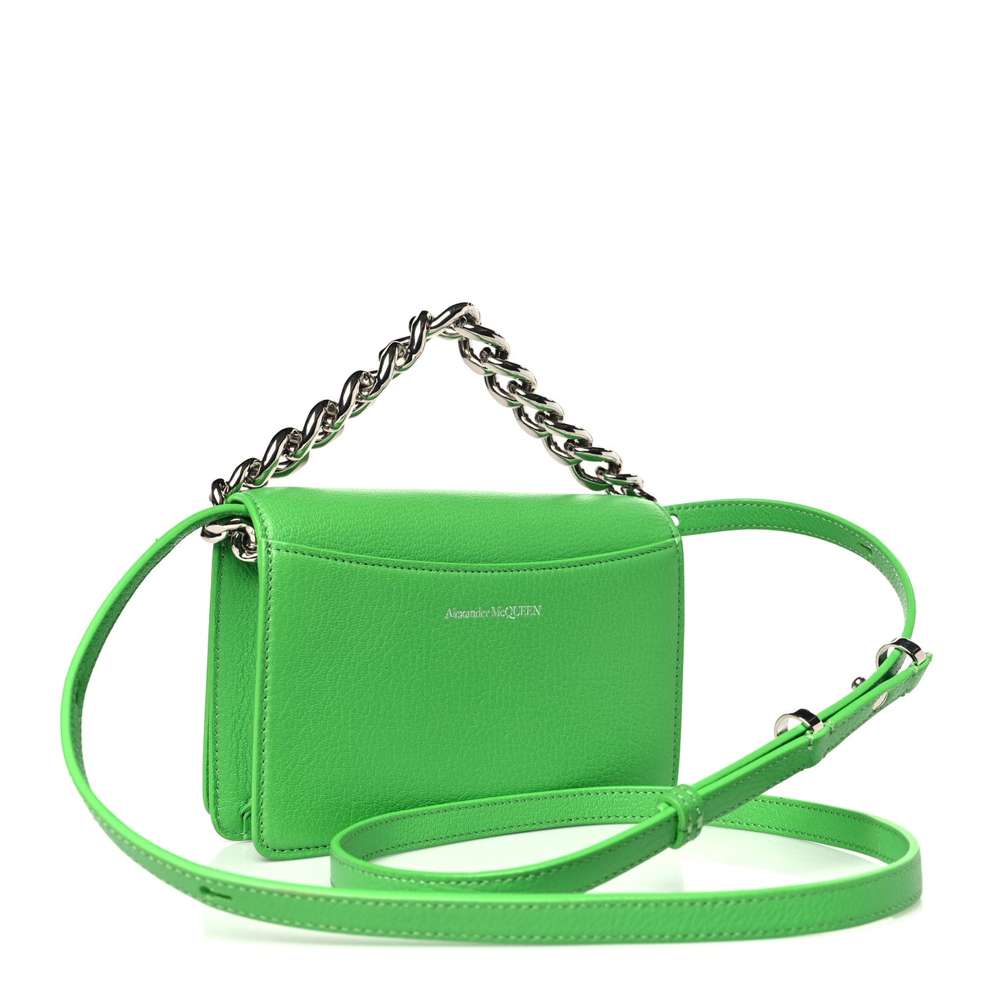 Calfskin Four Ring Knuckle Mini Chain Clutch Acid Green