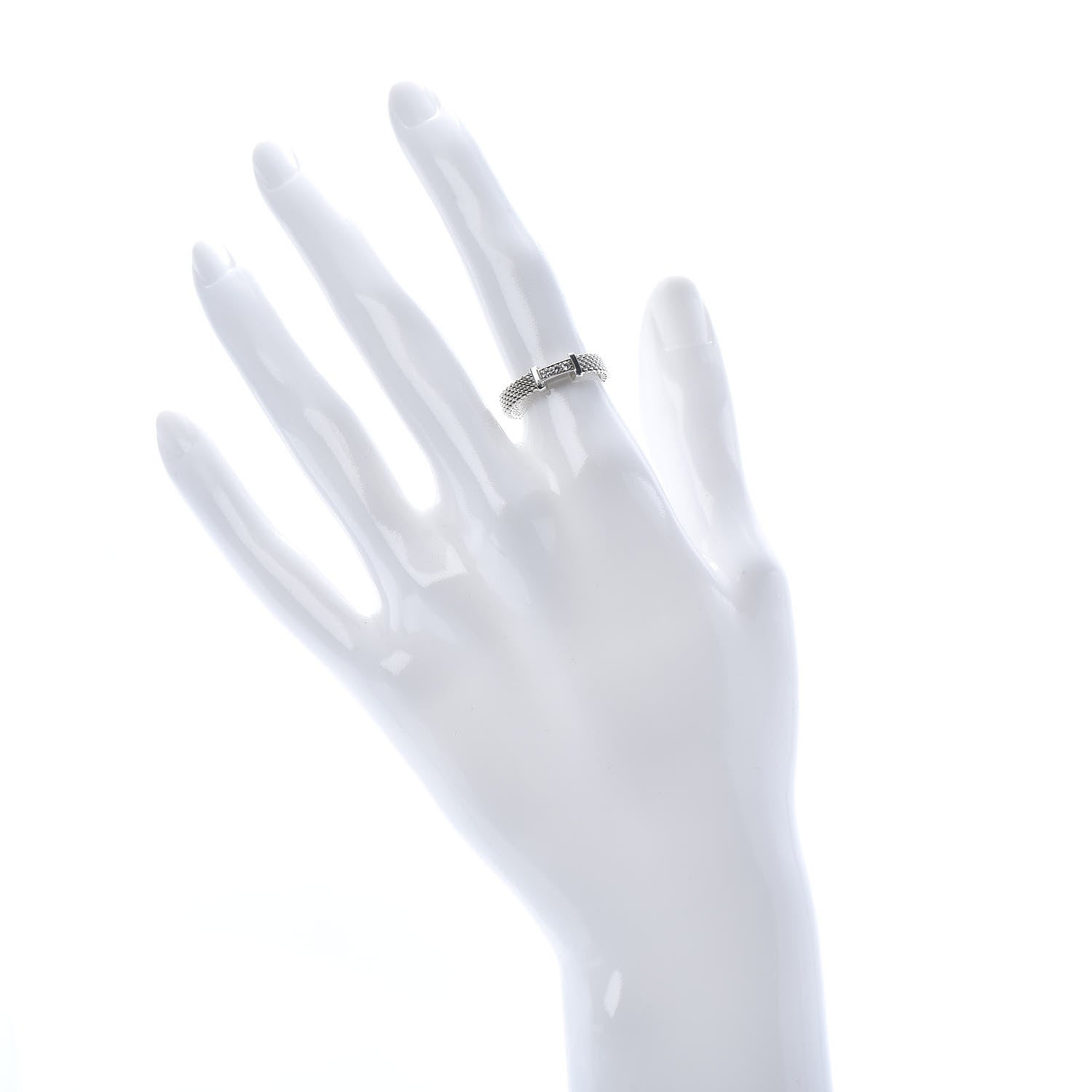 Tiffany Sterling Silver Diamond Narrow Somerset Ring 49 5 2 of 6