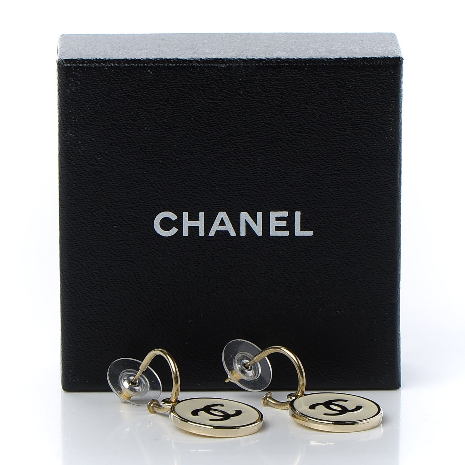 Chanel Enamel CC Drop Earrings White 5 of 5