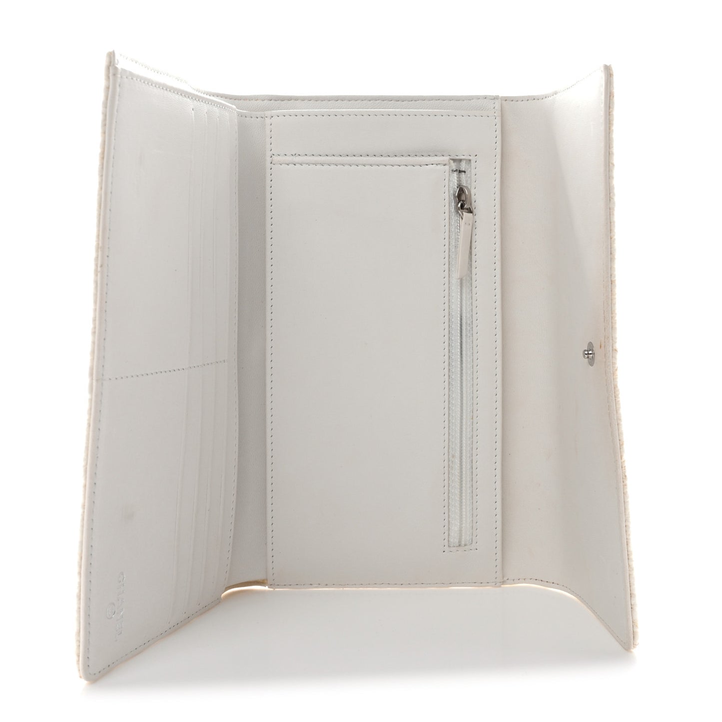 Tweed Quilted Flap Wallet White