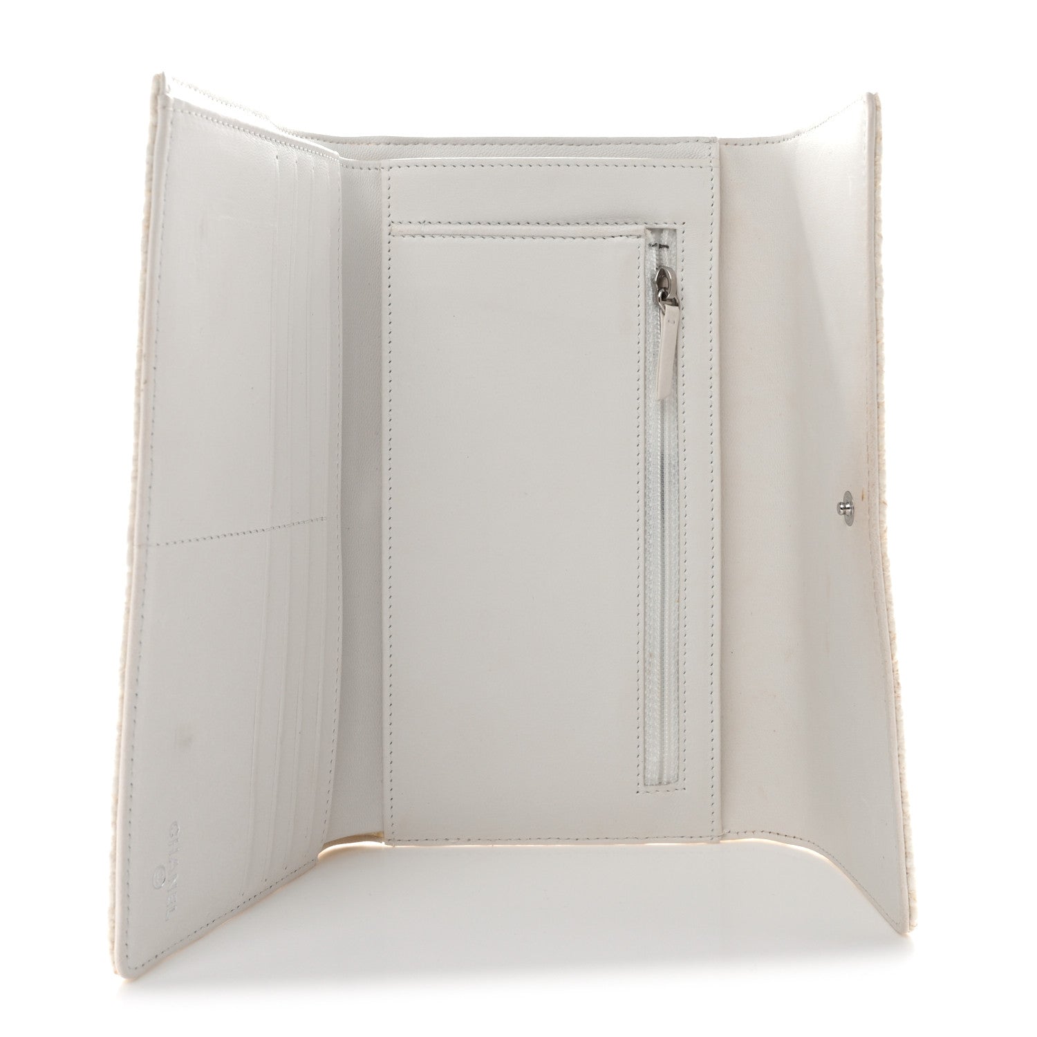 Chanel Tweed Quilted Flap Wallet White 5 of 12