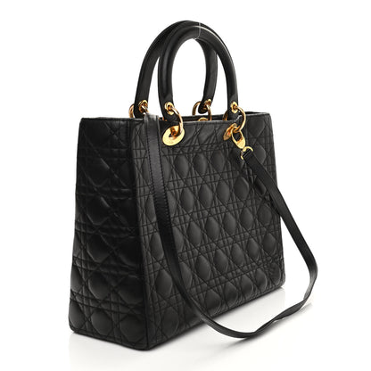 Christian Dior Lambskin Cannage Large Lady Dior Black 3 of 17