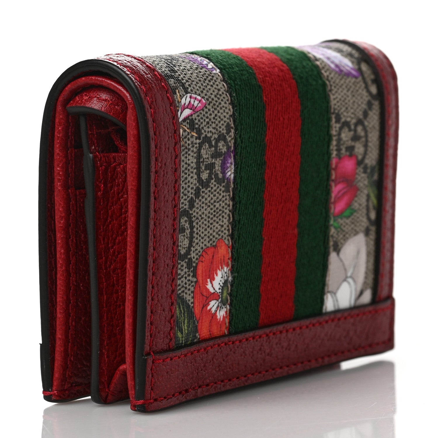 Gucci GG Supreme Monogram Flora Web Ophidia Card Case Red 3 of 6