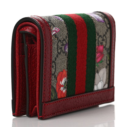 Gucci GG Supreme Monogram Flora Web Ophidia Card Case Red 3 of 6