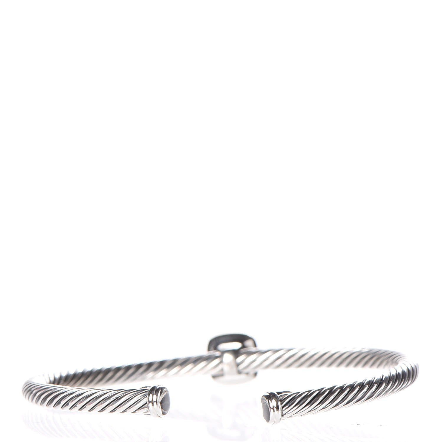 David Yurman Sterling Silver 18K Yellow Gold Diamond 4mm Noblesse Cable Bracelet 3 of 6