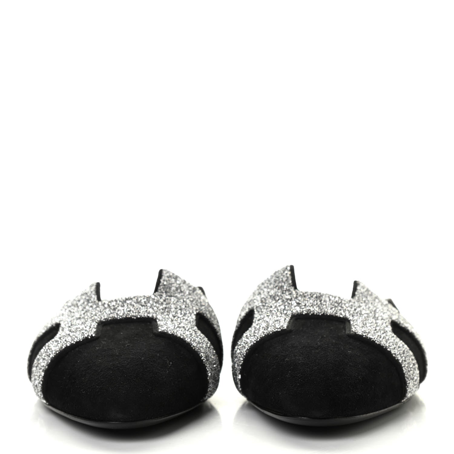 Hermes Satin Suede Goatskin Crystal Roxane Mules 36.5 Black 2 of 9