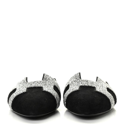 Hermes Satin Suede Goatskin Crystal Roxane Mules 36.5 Black 2 of 9