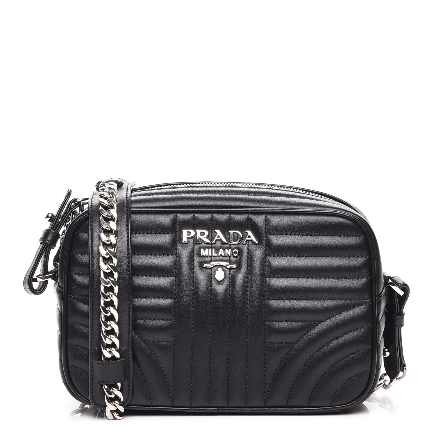 Prada Soft Calfskin Diagramme Crossbody Bag Black 1 of 7