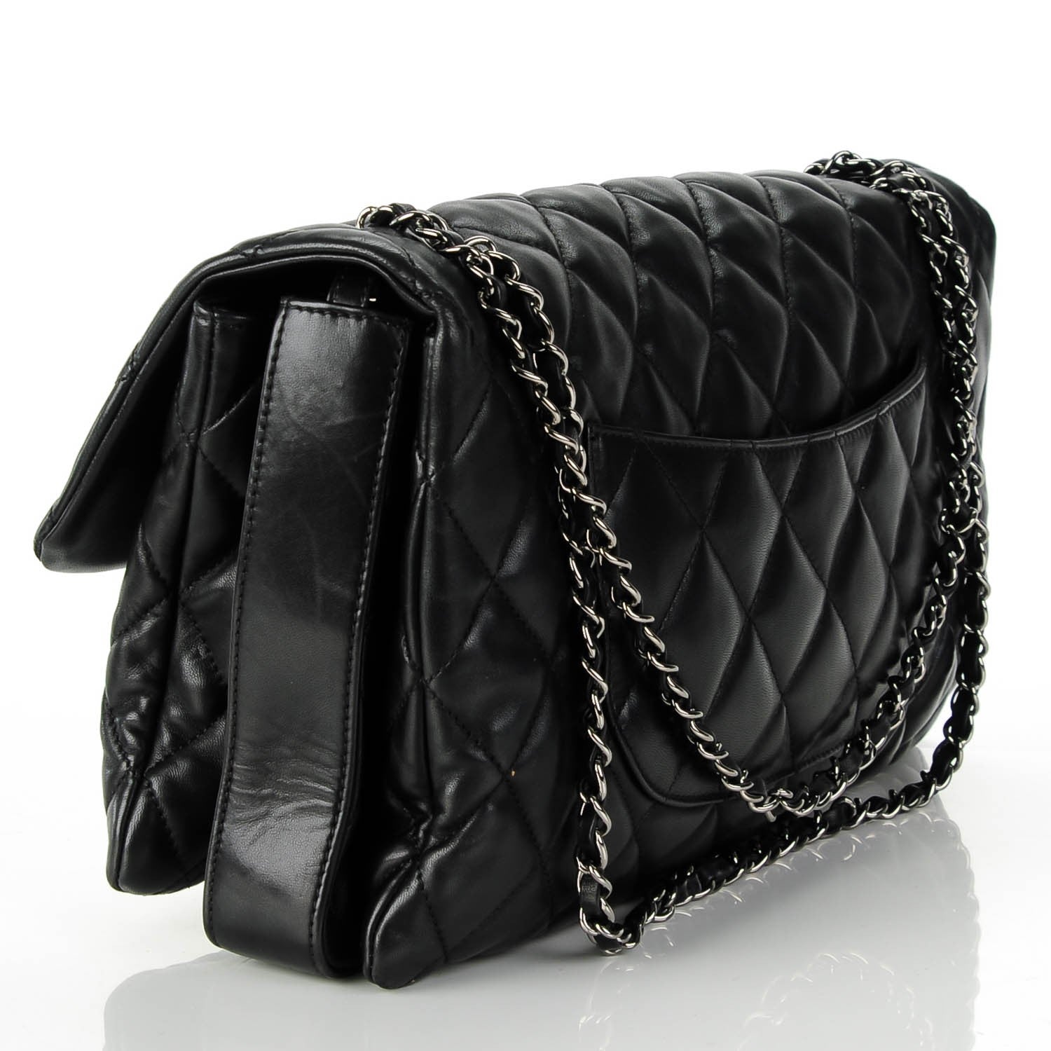 Chanel Lambskin Quilted Maxi 3 Flap Black 3 of 8