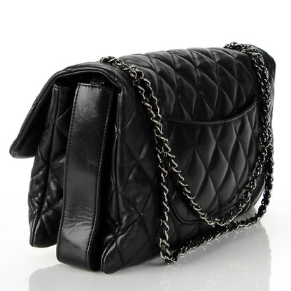 Chanel Lambskin Quilted Maxi 3 Flap Black 3 of 8
