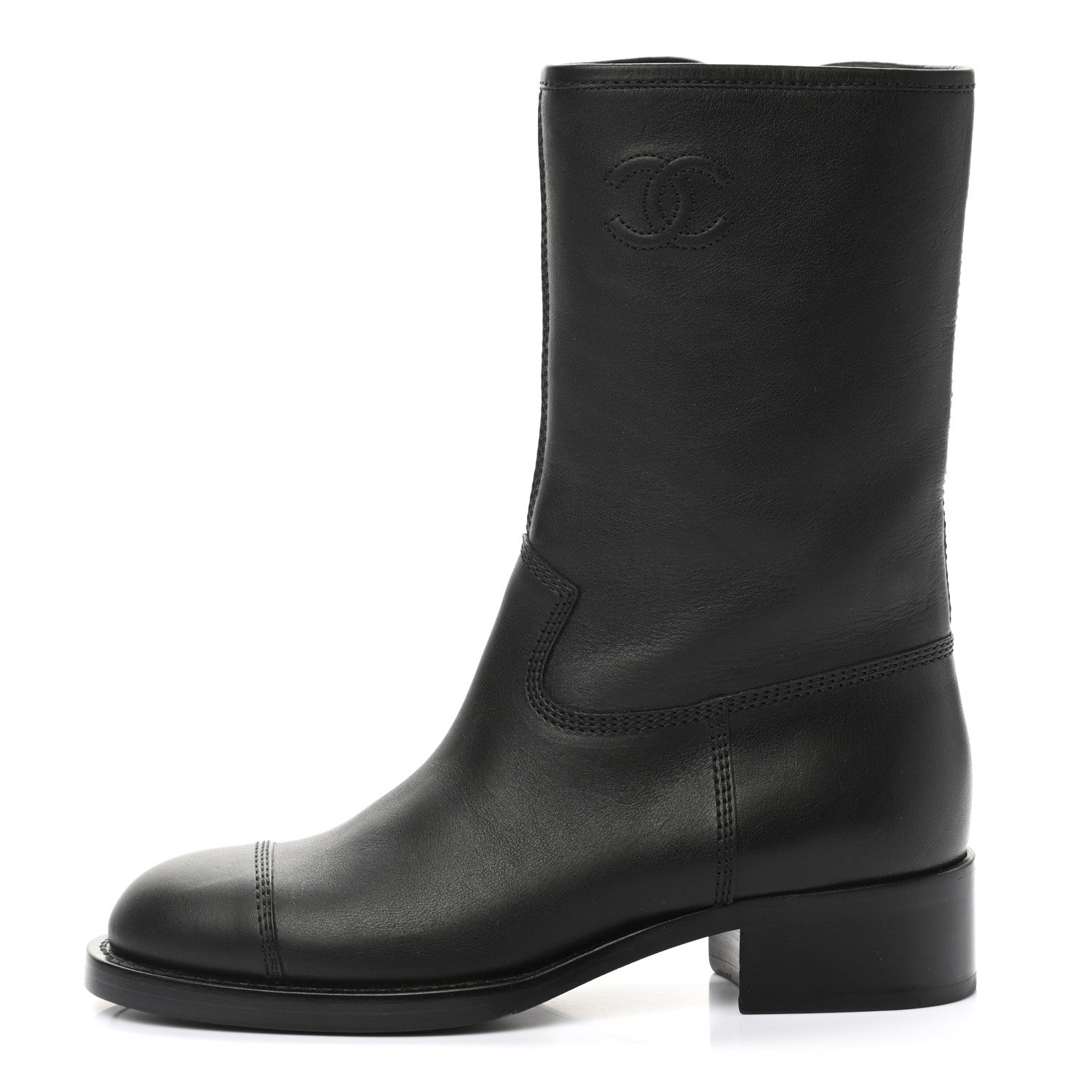 Chanel Calfskin CC Boots 37 Black 1 of 9