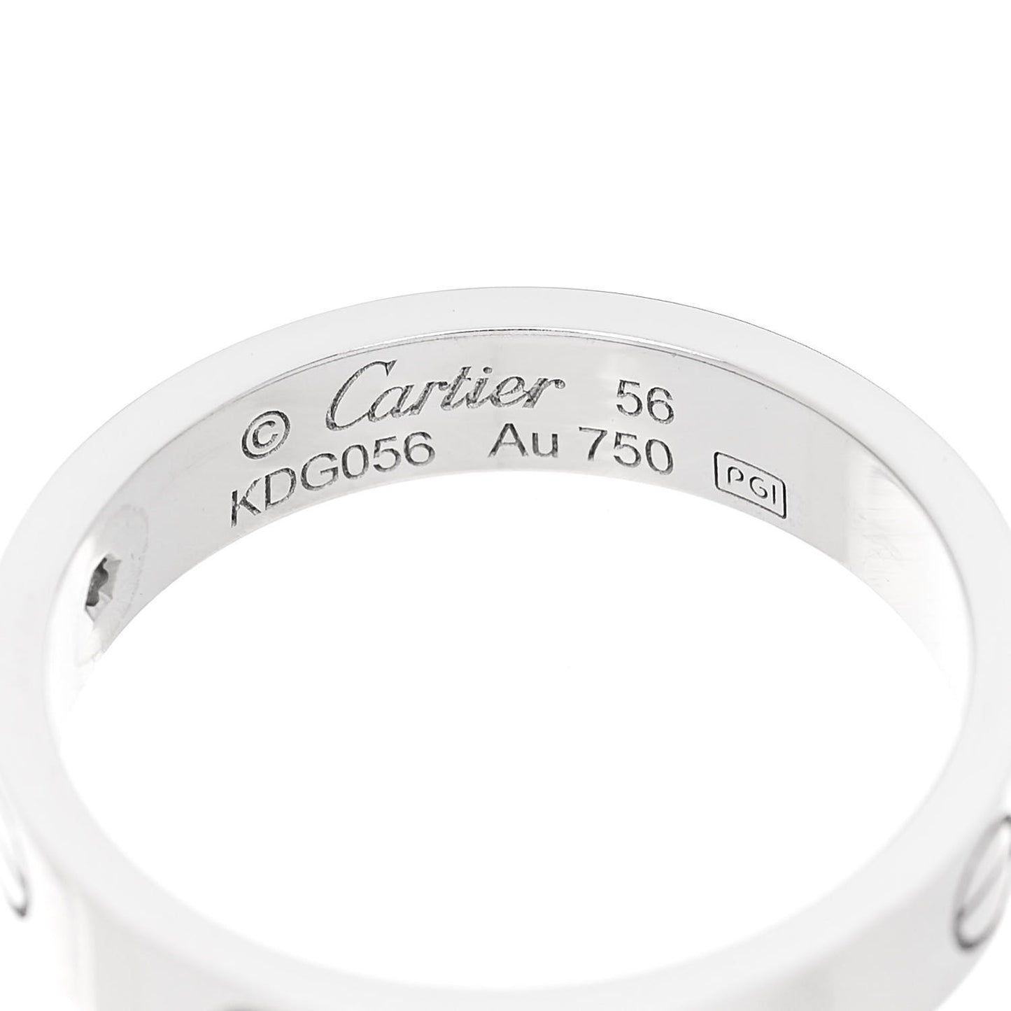 18K White Gold Diamond 4mm LOVE Wedding Band Ring 56 7.75