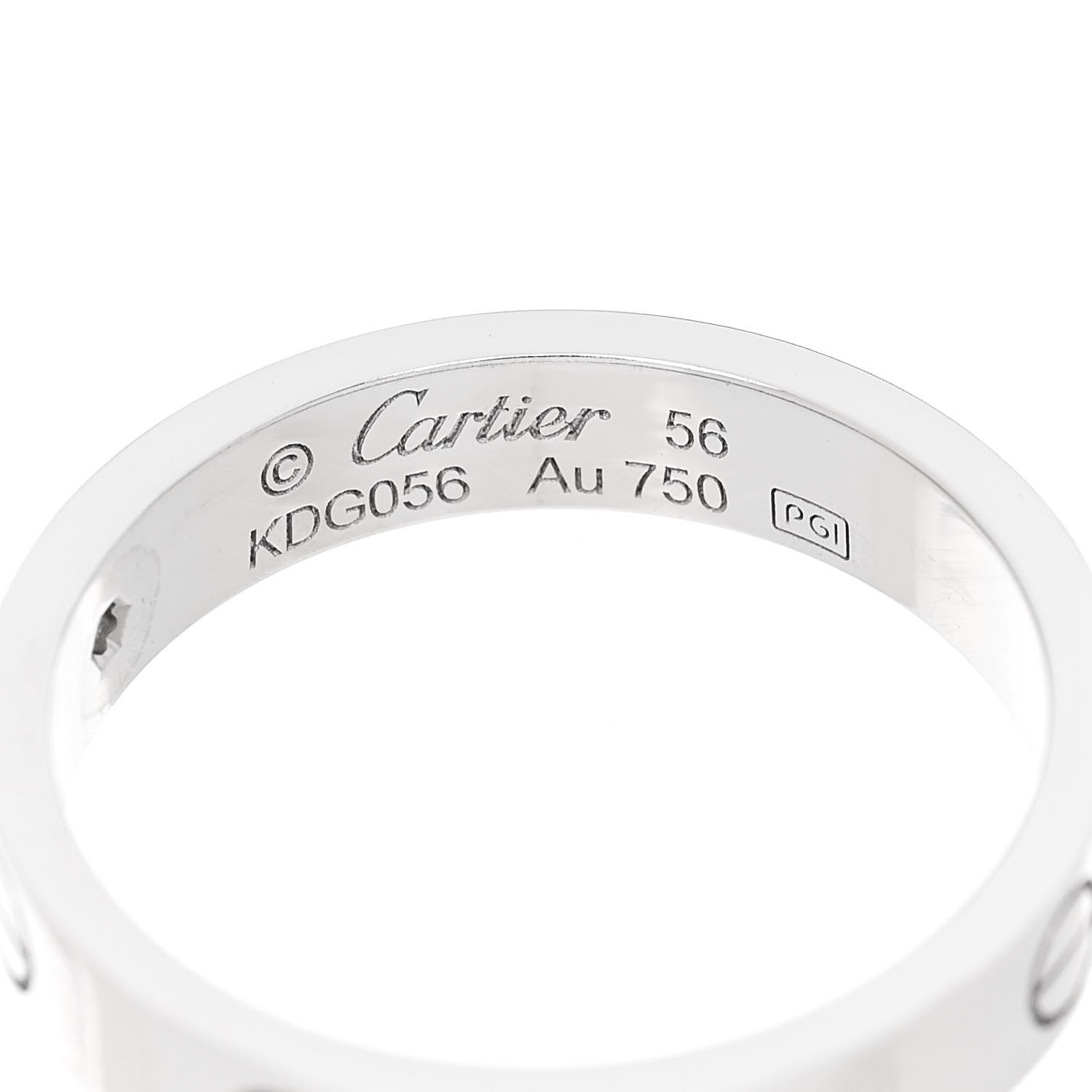 Cartier 18K White Gold Diamond 4mm LOVE Wedding Band Ring 56 7.75 4 of 5