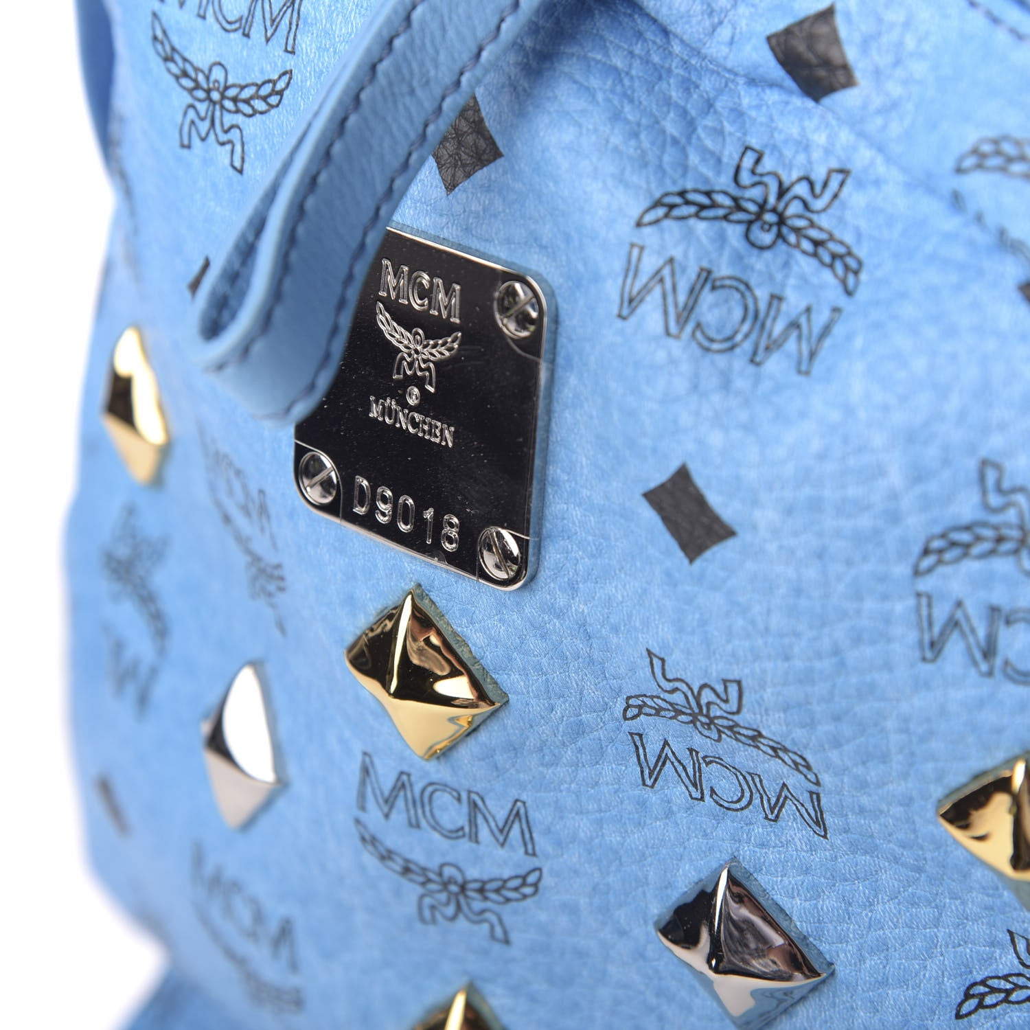 MCM Visetos Medium Sprinkle Stud Stark Backpack Blue 9 of 9