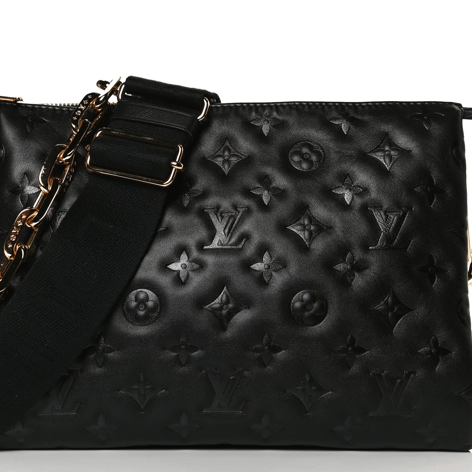 Louis Vuitton Lambskin Embossed Monogram Coussin PM Black 7 of 11