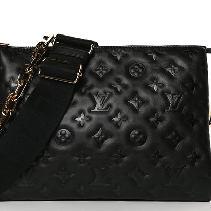 Louis Vuitton Lambskin Embossed Monogram Coussin PM Black 7 of 11