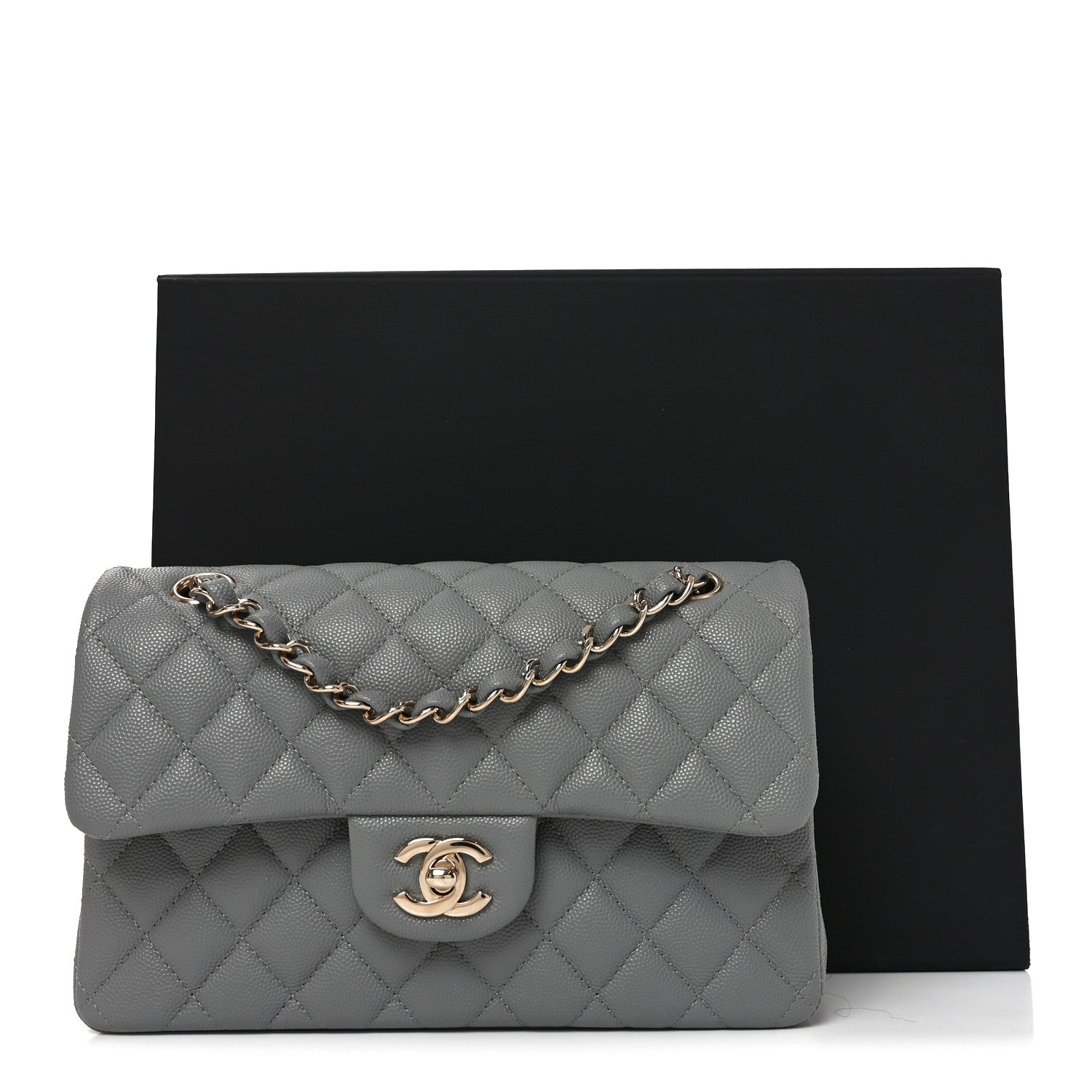 Chanel Caviar Quilted Small Double Flap Grey 11 of 11