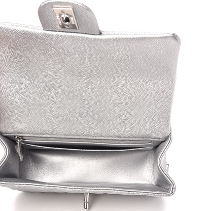 Chanel Metallic Caviar Quilted Mini Top Handle Rectangular Flap Silver 5 of 10