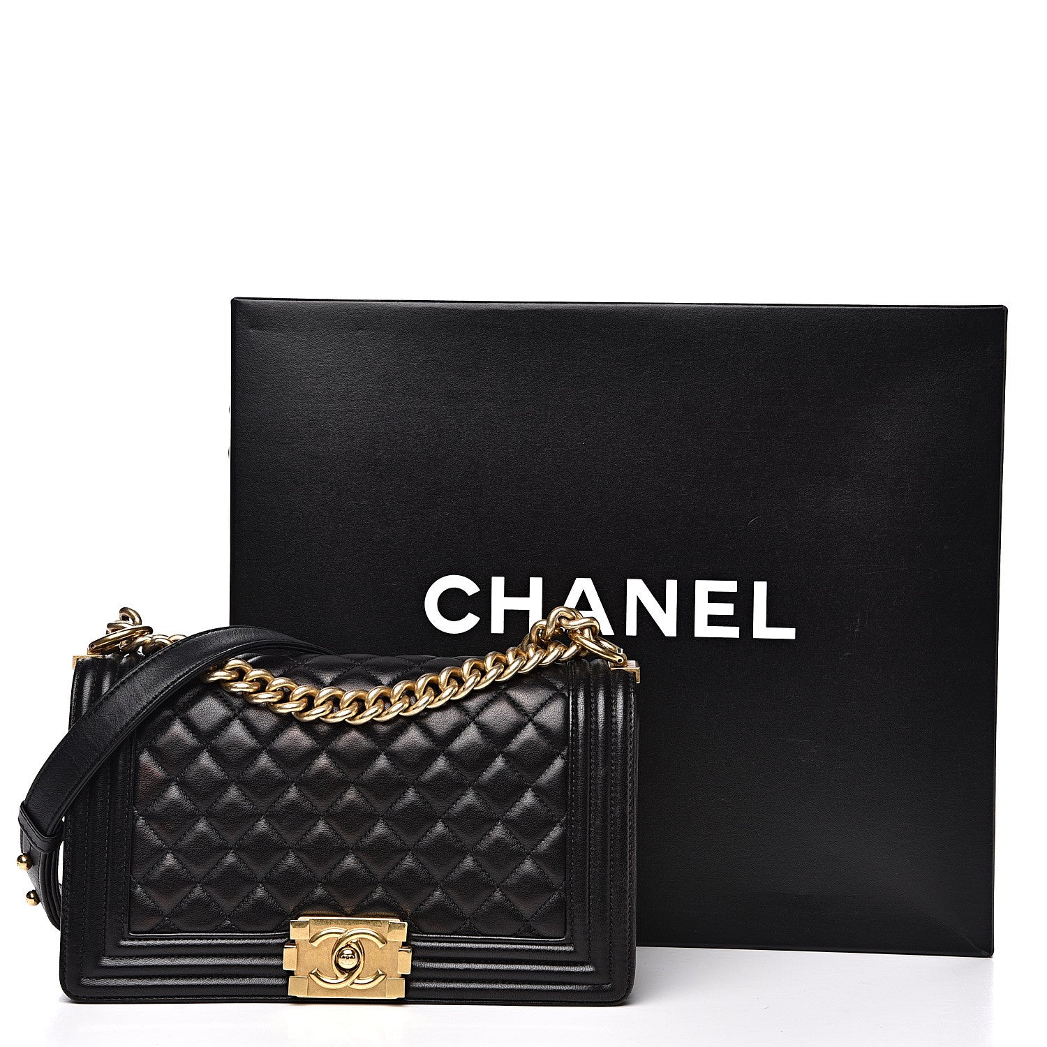 Chanel Lambskin Quilted Medium Boy Flap Black 17 of 17