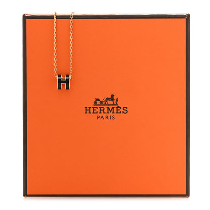 Hermes Lacquered Rose Gold Mini Pop H Pendant Necklace Black 7 of 7