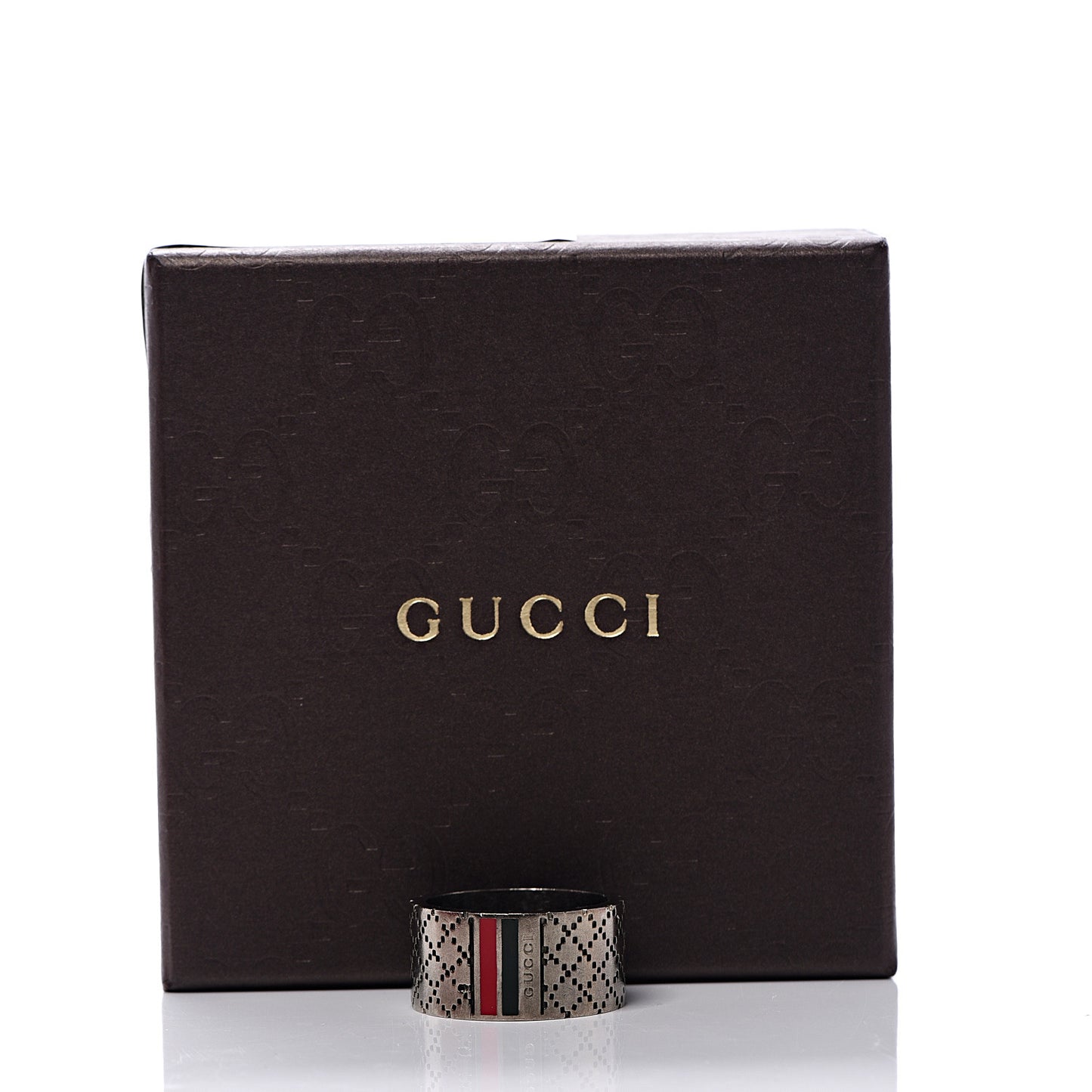 Sterling Silver Enamel Logo Band Ring 65 11