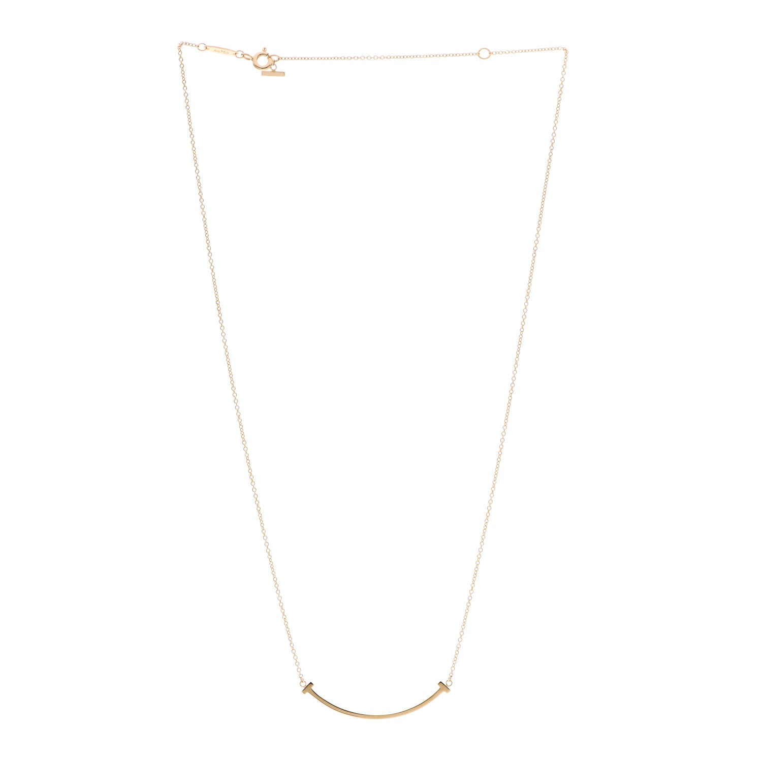 Tiffany 18K Rose Gold Small T Smile Pendant Necklace 3 of 5