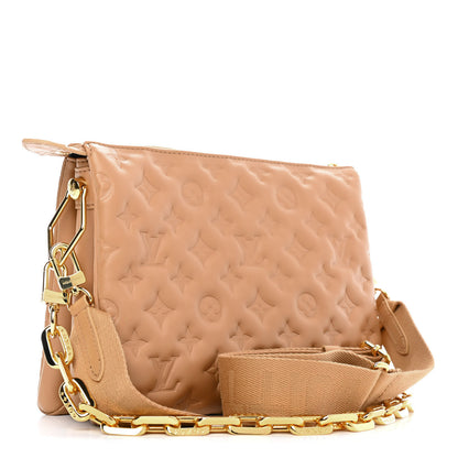 Louis Vuitton Lambskin Embossed Monogram Coussin PM Camel 2 of 4