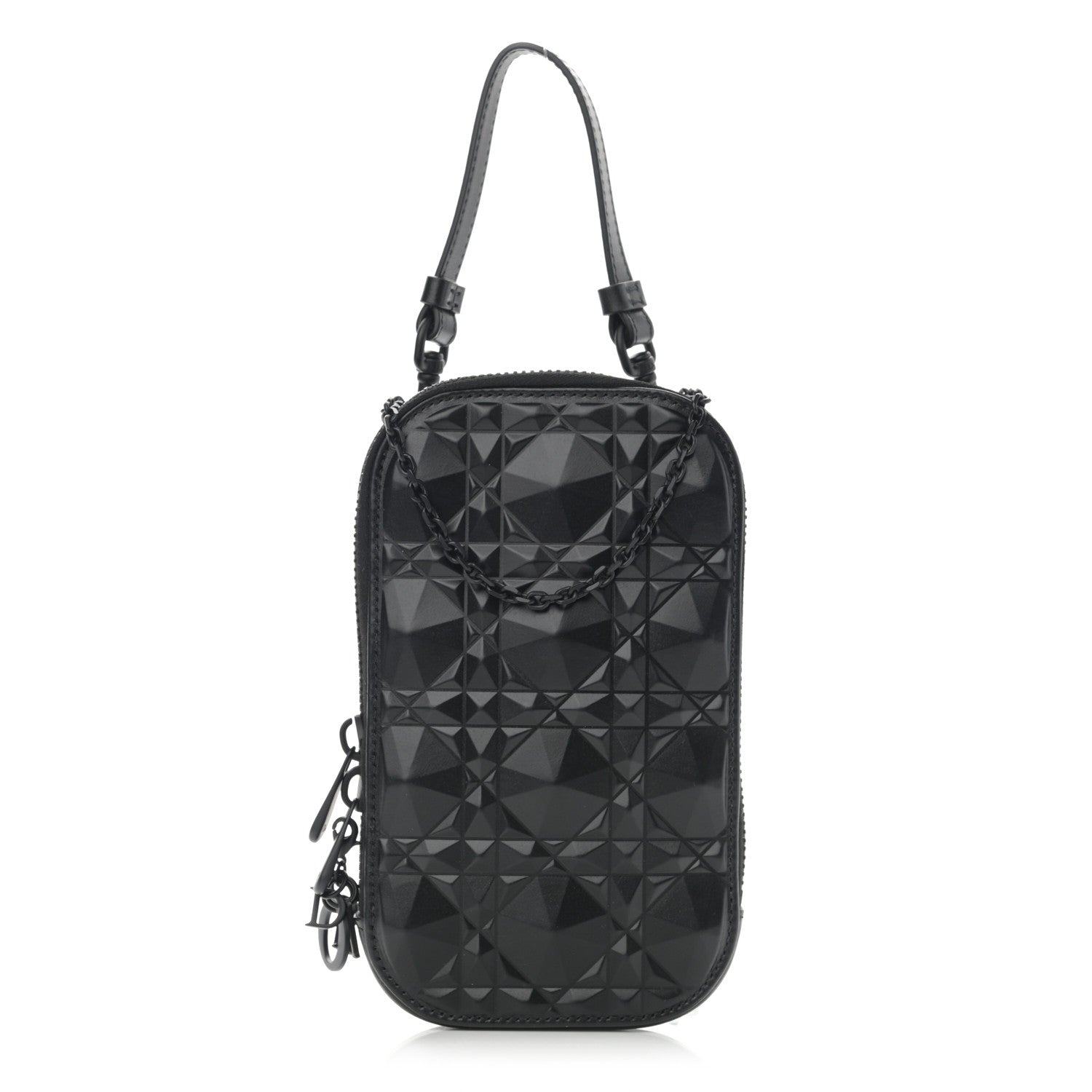 Christian Dior Calfskin Cannage Diamond Cannage Phone Holder Black 1 of 10